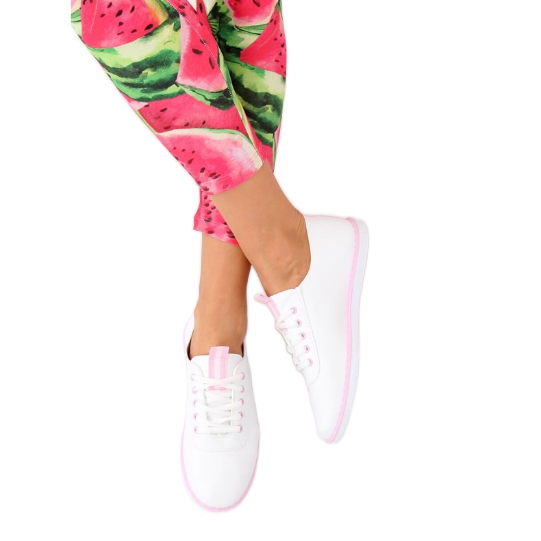 Sneakers da donna bianche e rosa XJ-2918 Pink bianco 1