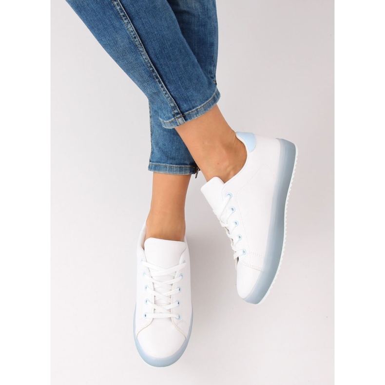 Sneakers da donna bianche e blu 9118 Blue bianco 2