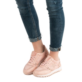 Scarpe sportive con cristalli rosa 1