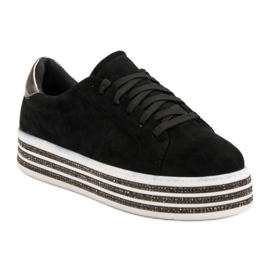 Creeper In Pelle Scamosciata Con Cristalli nero 1