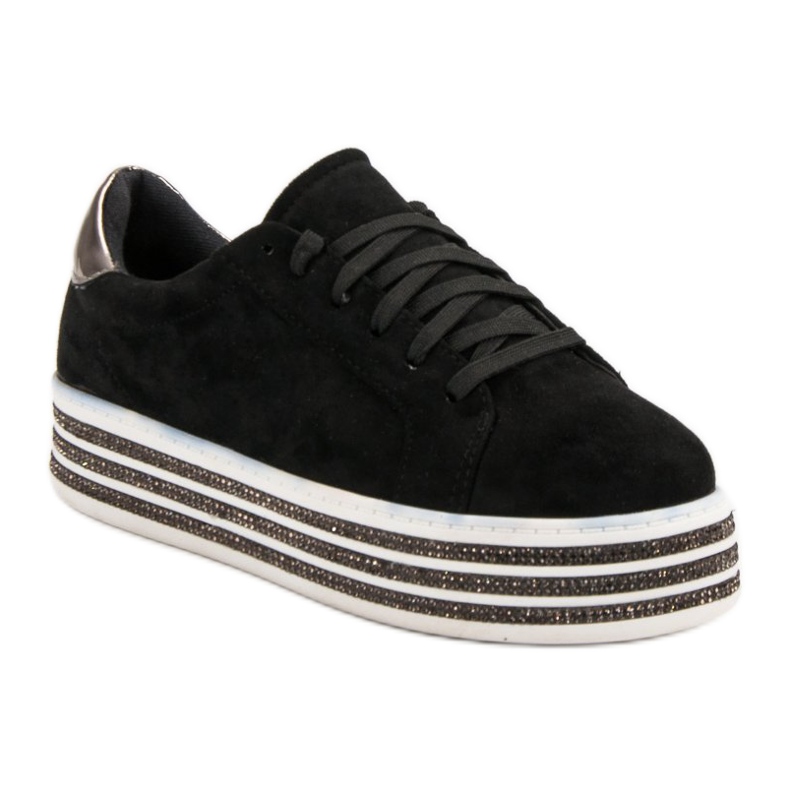 Creeper In Pelle Scamosciata Con Cristalli nero 1