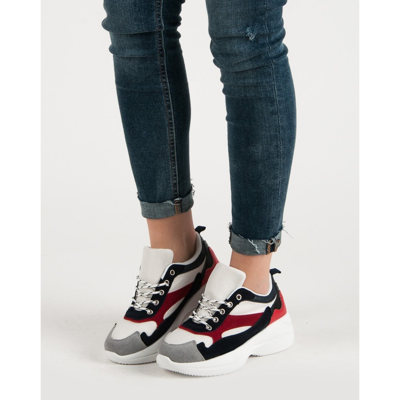 Calzature alla moda sulla piattaforma bianco multicolore 1