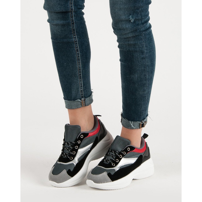 Calzature alla moda sulla piattaforma grigio multicolore 1