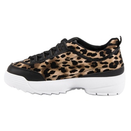 Sneakers nere con stampa animalier nero marrone 1