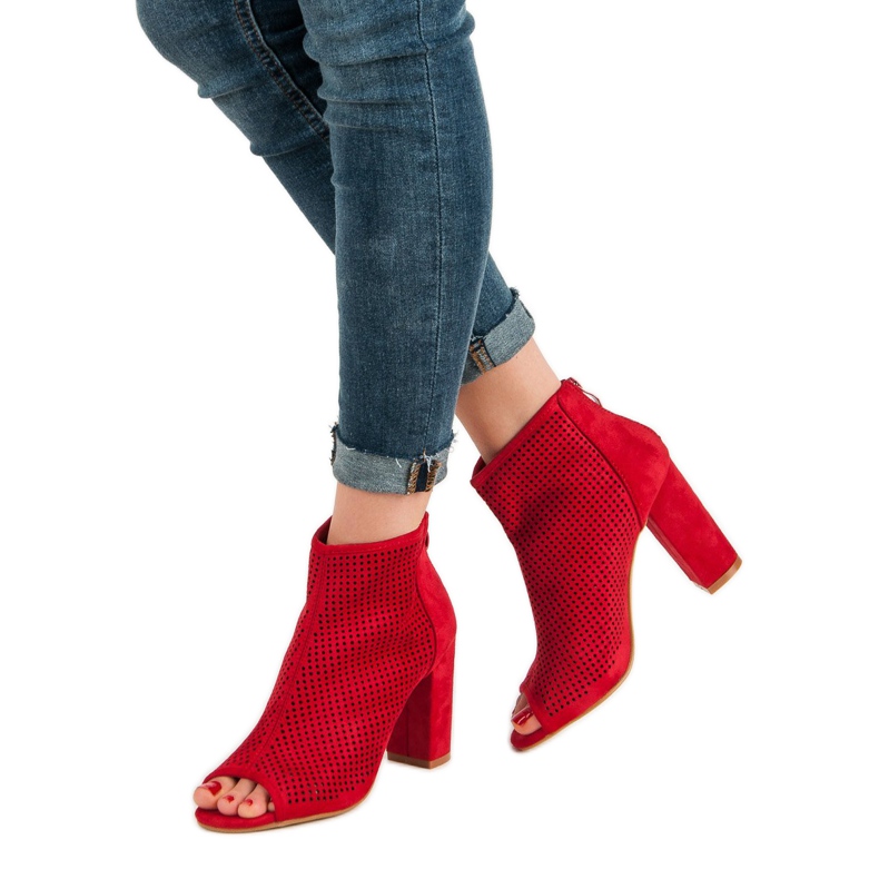 Nio Nio Stivali open toe traforati rosso 2