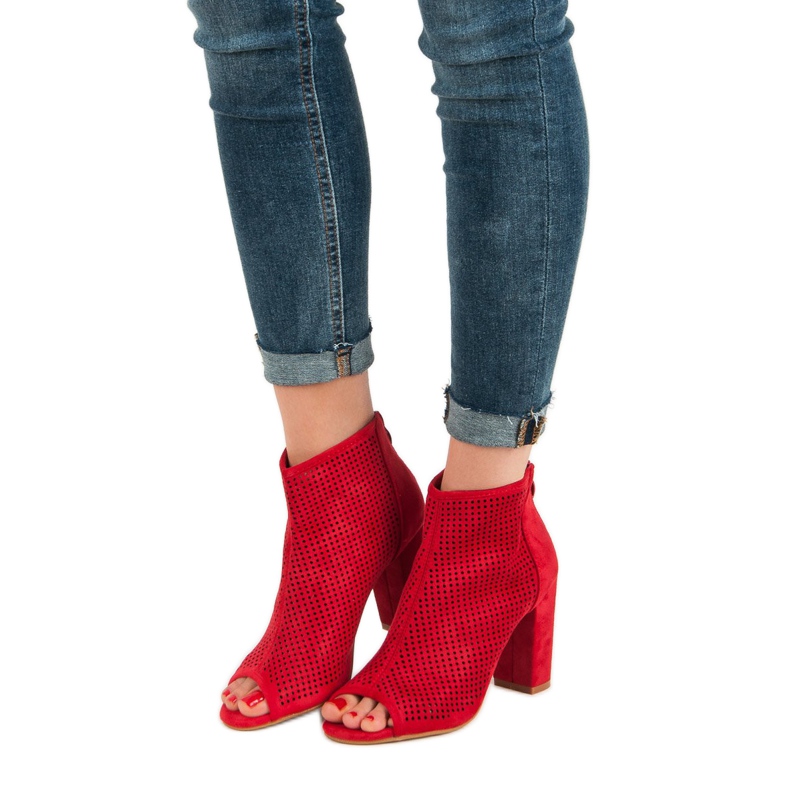 Nio Nio Stivali open toe traforati rosso 1