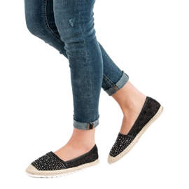 Ideal Shoes Espadrillas Con Cristalli nero 1