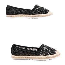 Ideal Shoes Espadrillas Con Cristalli nero 2