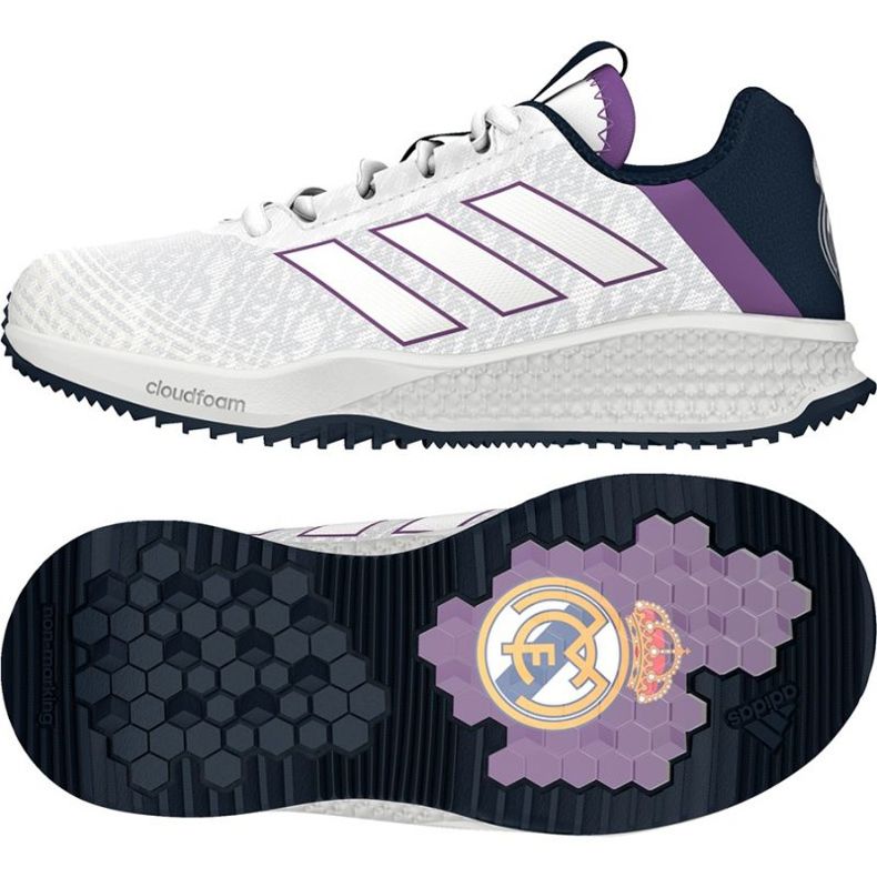 Adidas Rapida Turf Real Madrid FC Jr BA9699 scarpe bianca bianca 1