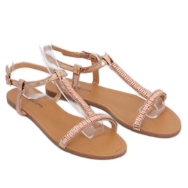 Sandali con zirconi champagne SY644 Champagne rosa 1