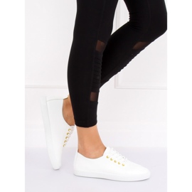 Sneakers bianche da donna WD009 WHITE/YELLOW bianco 2