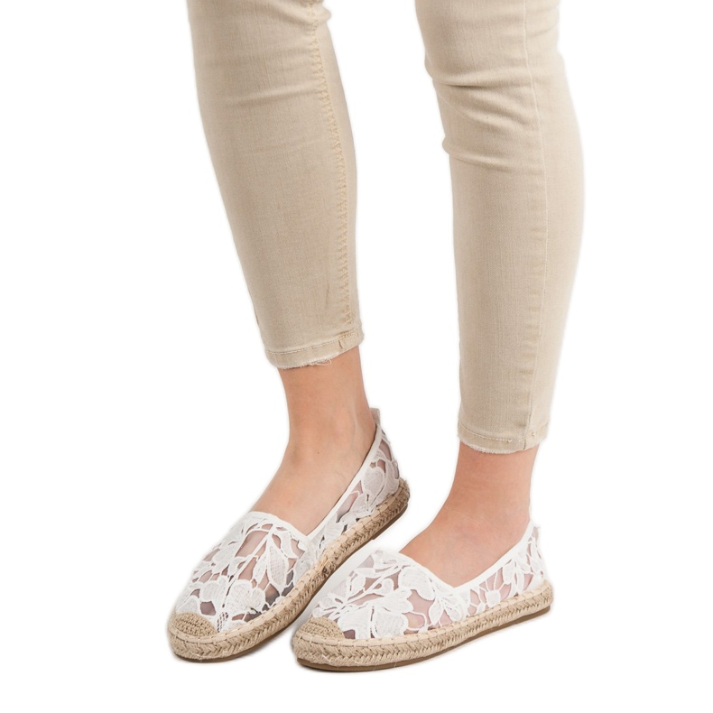 Lucky Shoes Espadrillas di pizzo bianco 2