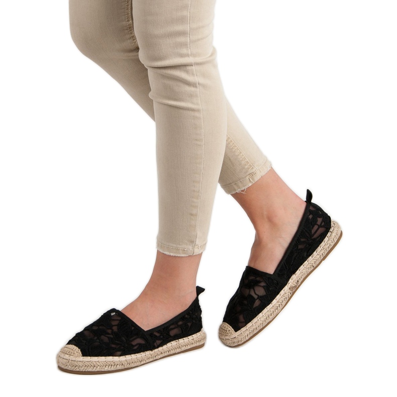 Lucky Shoes Espadrillas di pizzo nero 2