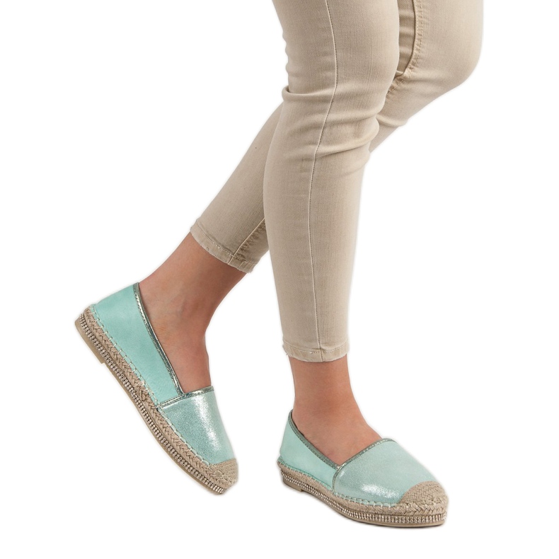 Lucky Shoes Espadrillas Menta Con Cristalli verde 2