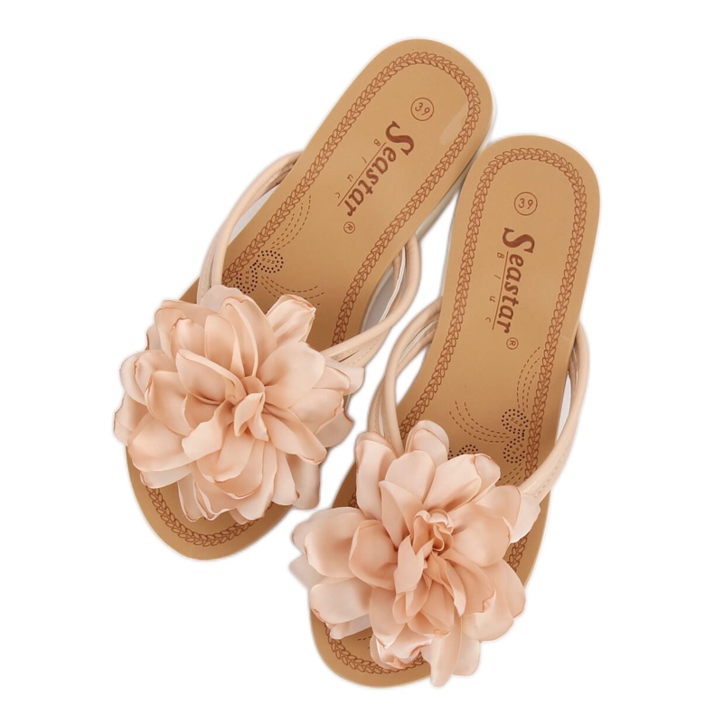 Infradito con fiore beige CK103 Beige 1