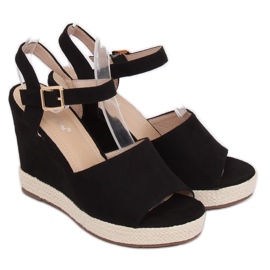 Sandali neri su una zeppa nera FD-5M14 Black nero 1