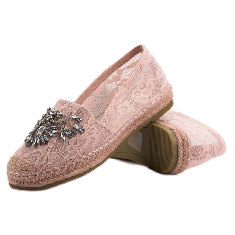 Bestelle Espadrillas di pizzo con ornamenti rosa 1