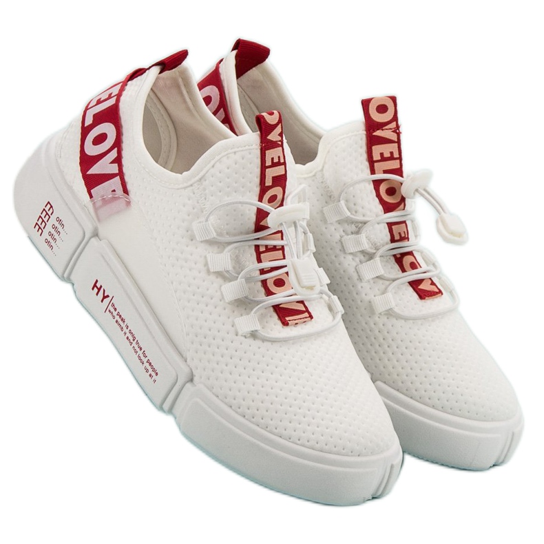 Scarpe sportive con polsino Love bianco 1