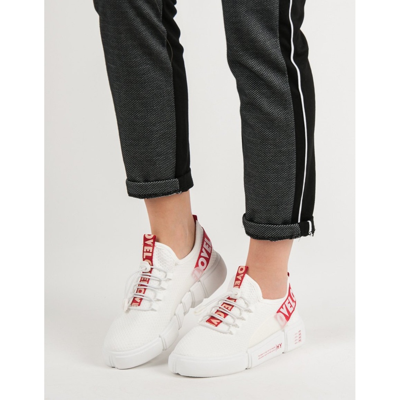 Scarpe sportive con polsino Love bianco 2