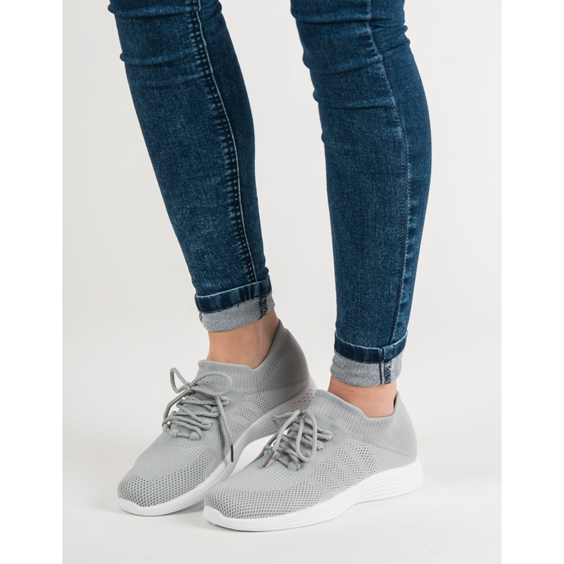 Calzature sportive in tessuto grigio 1