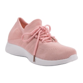 Calzature sportive in tessuto rosa 1