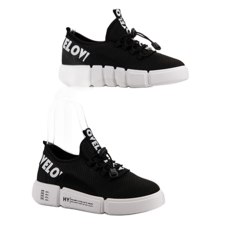 Scarpe sportive con polsino Love nero 1