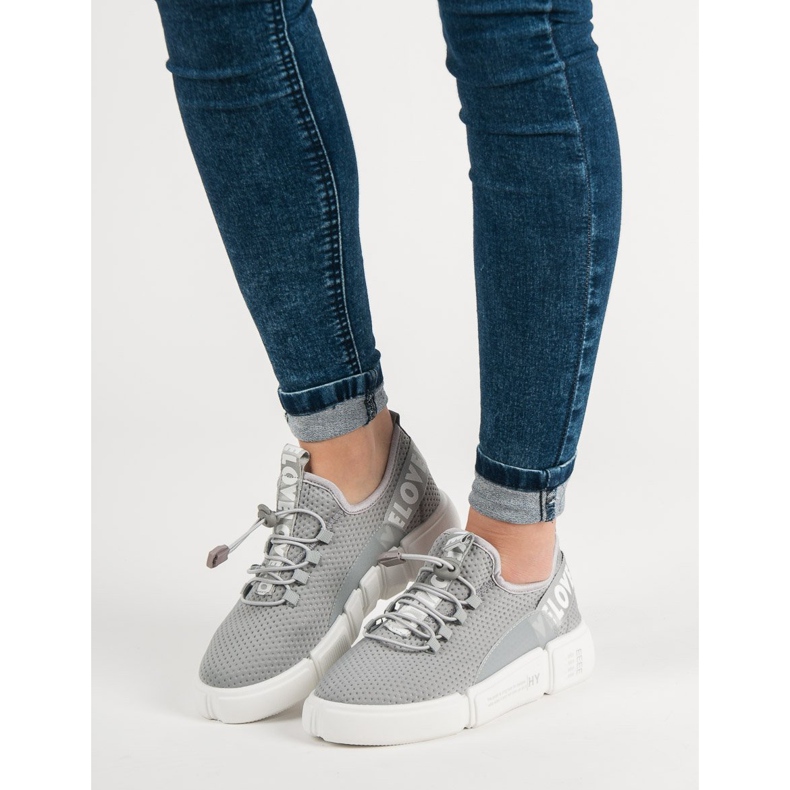 Scarpe sportive con polsino Love grigio 1