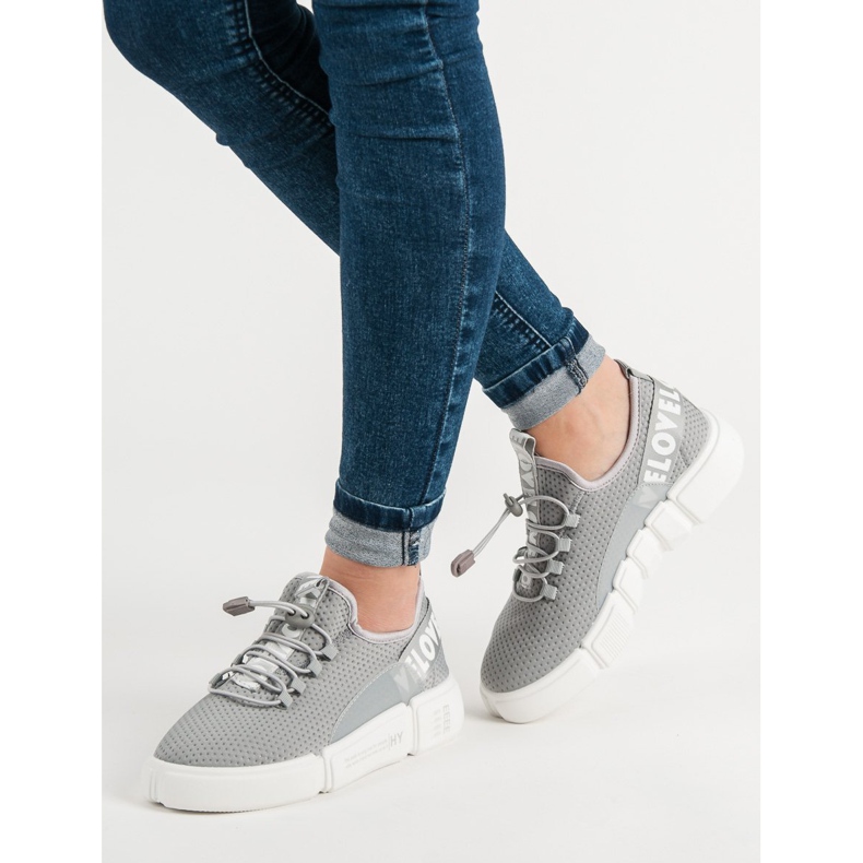 Scarpe sportive con polsino Love grigio 2