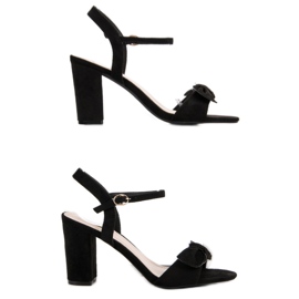 Jumex Sandali In Pelle Scamosciata Con Fiocco nero 1