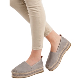 Coura Espadrillas in pelle scamosciata sulla piattaforma grigio 2