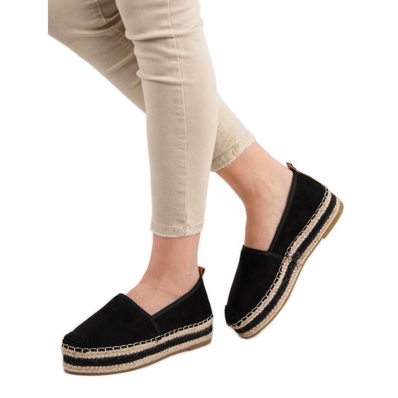 Coura Espadrillas in pelle scamosciata sulla piattaforma nero 2