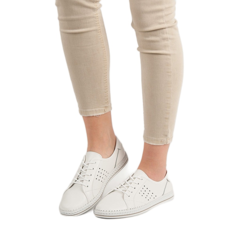 Kylie Scarpe stringate in pelle bianca 2