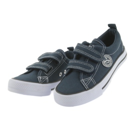 Sneakers blu navy American Club con due velcro bianco 5