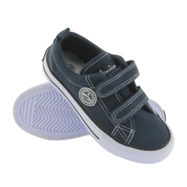 Sneakers blu navy American Club con due velcro bianca 4