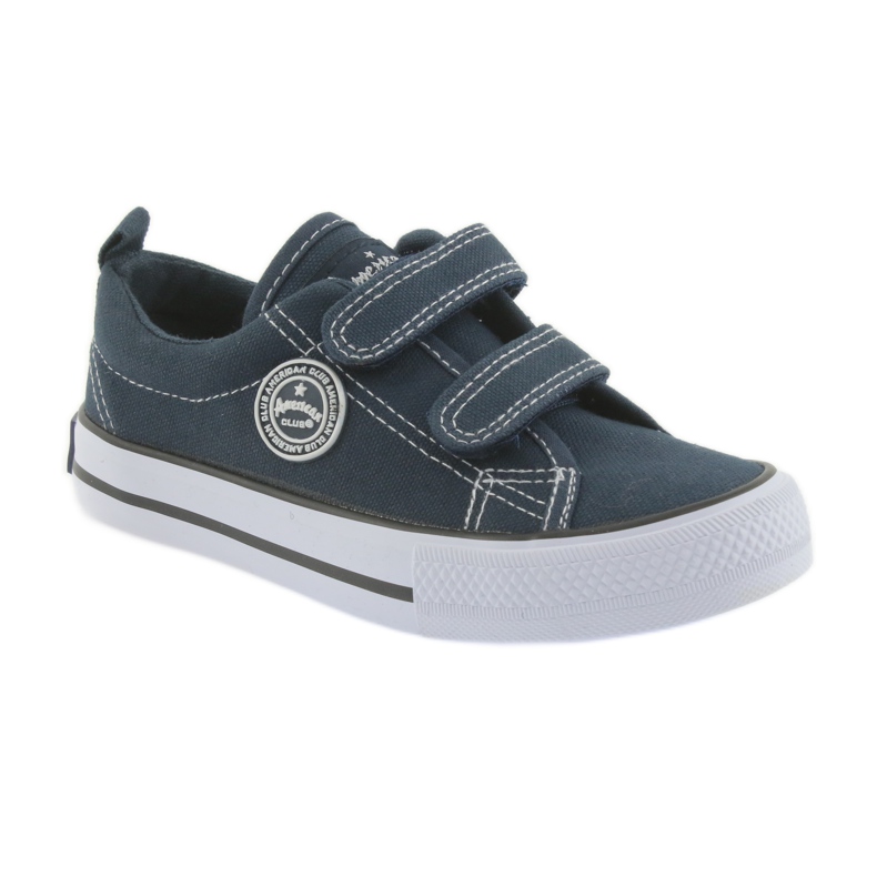 Sneakers blu navy American Club con due velcro bianca 2