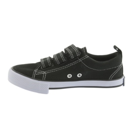 Sneakers nere American Club con velcro bianca nero 2