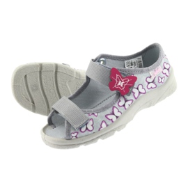 Sandali per bambini Befado farfalle 969X135 viola grigio rosa 4