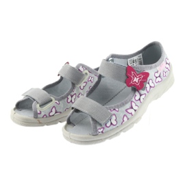 Sandali per bambini Befado farfalle 969X135 viola grigio rosa 3
