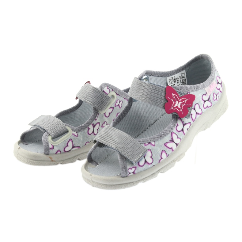 Sandali per bambini Befado farfalle 969X135 viola grigio rosa 3