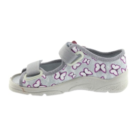 Sandali per bambini Befado farfalle 969X135 viola grigio rosa 2
