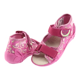 Sandali Befado scarpe per bambini 342P004 angurie rosa grigio verde 4