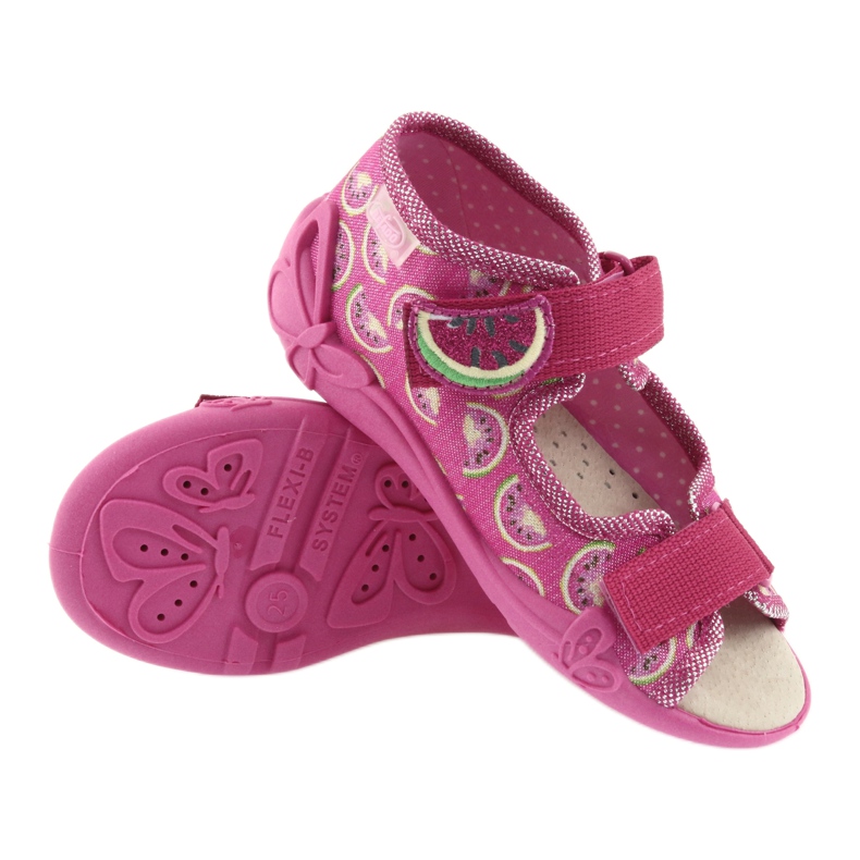 Sandali Befado scarpe per bambini 342P004 angurie rosa grigio verde 3