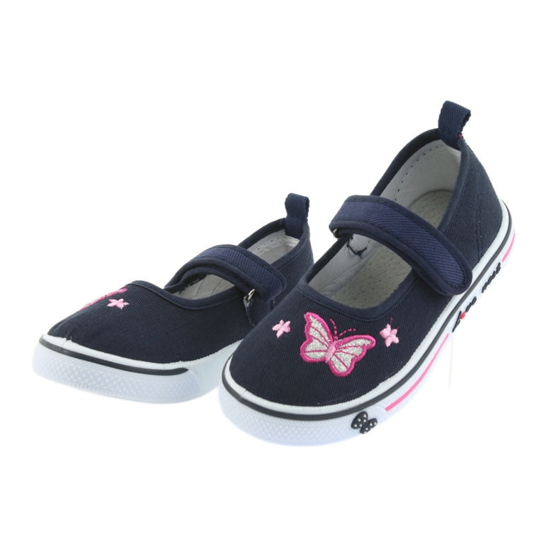 Sneakers ballerina blu navy Atletico, inserto in pelle grigio rosa 4