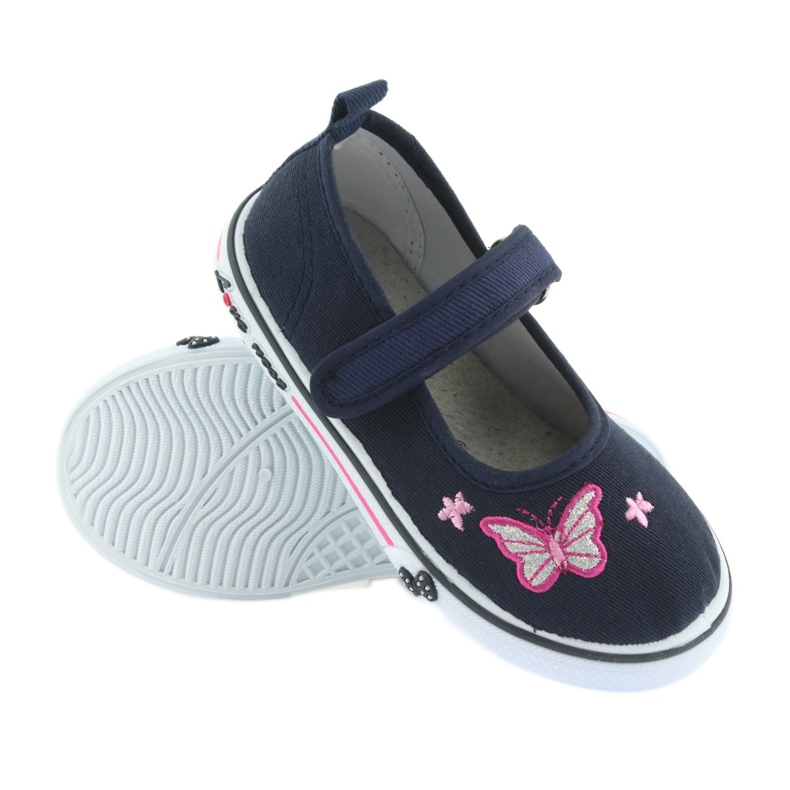 Sneakers ballerina blu navy Atletico, inserto in pelle grigio rosa 3