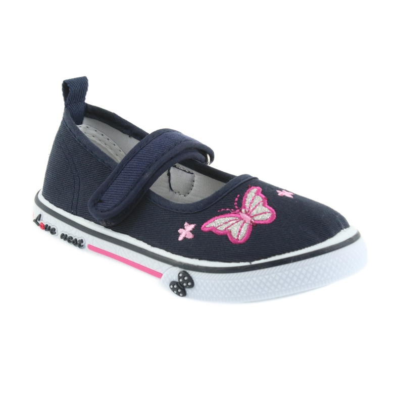 Sneakers ballerina blu navy Atletico, inserto in pelle grigio rosa 1