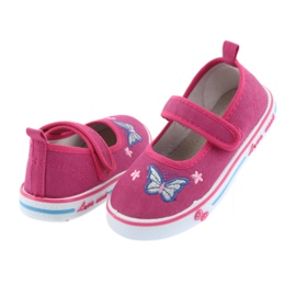 Sneakers rosa ballerine Atletico, inserto in pelle blu 5