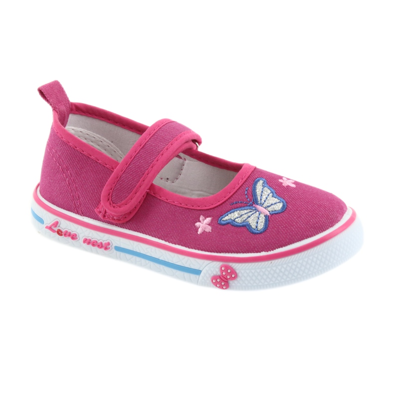 Sneakers rosa ballerine Atletico, inserto in pelle blu 1