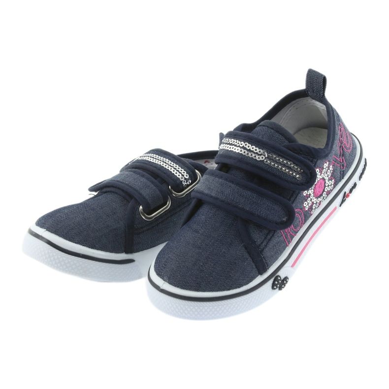 Atletico Sneaker per bambini Inserto in pelle in denim blu 3