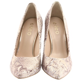 Décolleté da donna Edeo 3313 pelle di serpente beige d'oro 5