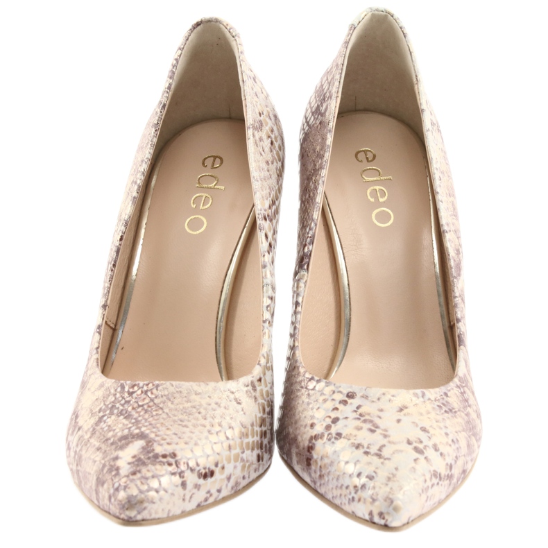 Décolleté da donna Edeo 3313 pelle di serpente beige d'oro 5